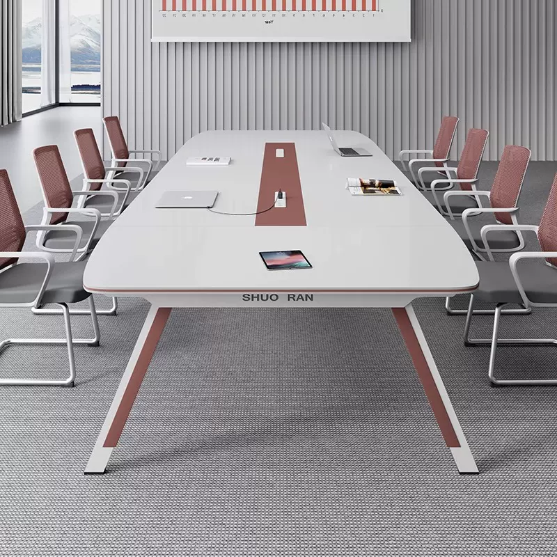 办公会议桌椅组合长条桌简约现代10人会议室接待洽谈台轻奢高级