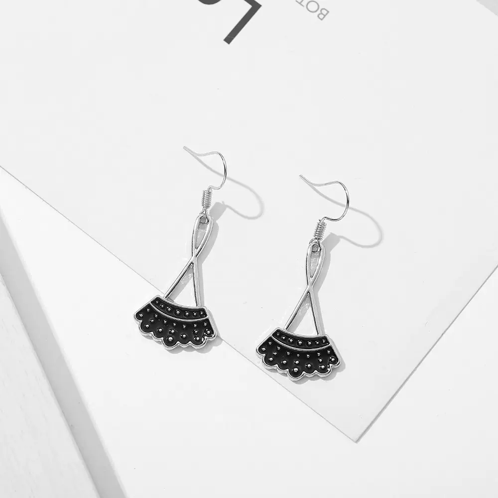 跨境新款女大法官金斯伯格滴油扇形交叉合金耳钉耳坠站耳饰