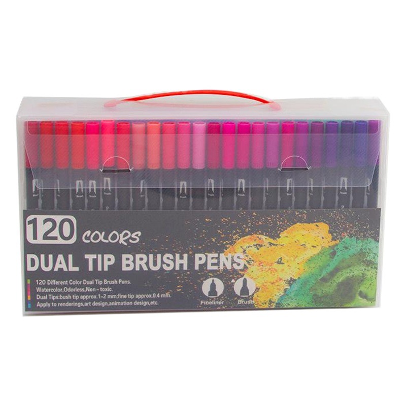 Amazon 48 120 132 color negro varilla doble cabeza marcador traje suave-cabeza gancho pluma papelería suministro directo de fábrica