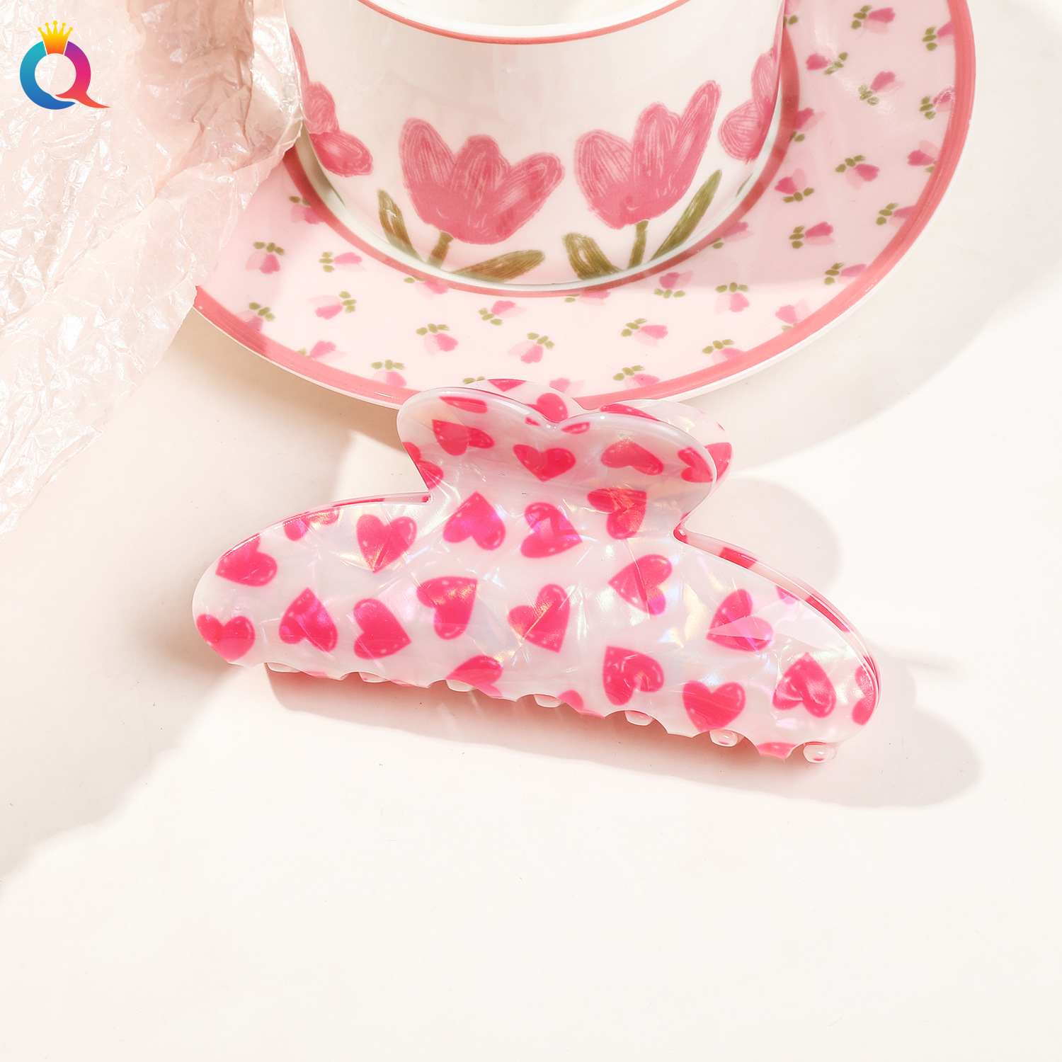 Lady, Sweet Style Lady Sweet Women's Heart Shape Arylic Hair Claws
