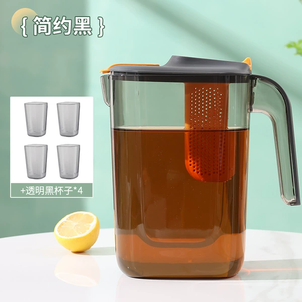 Elegant black - kettle + four cups