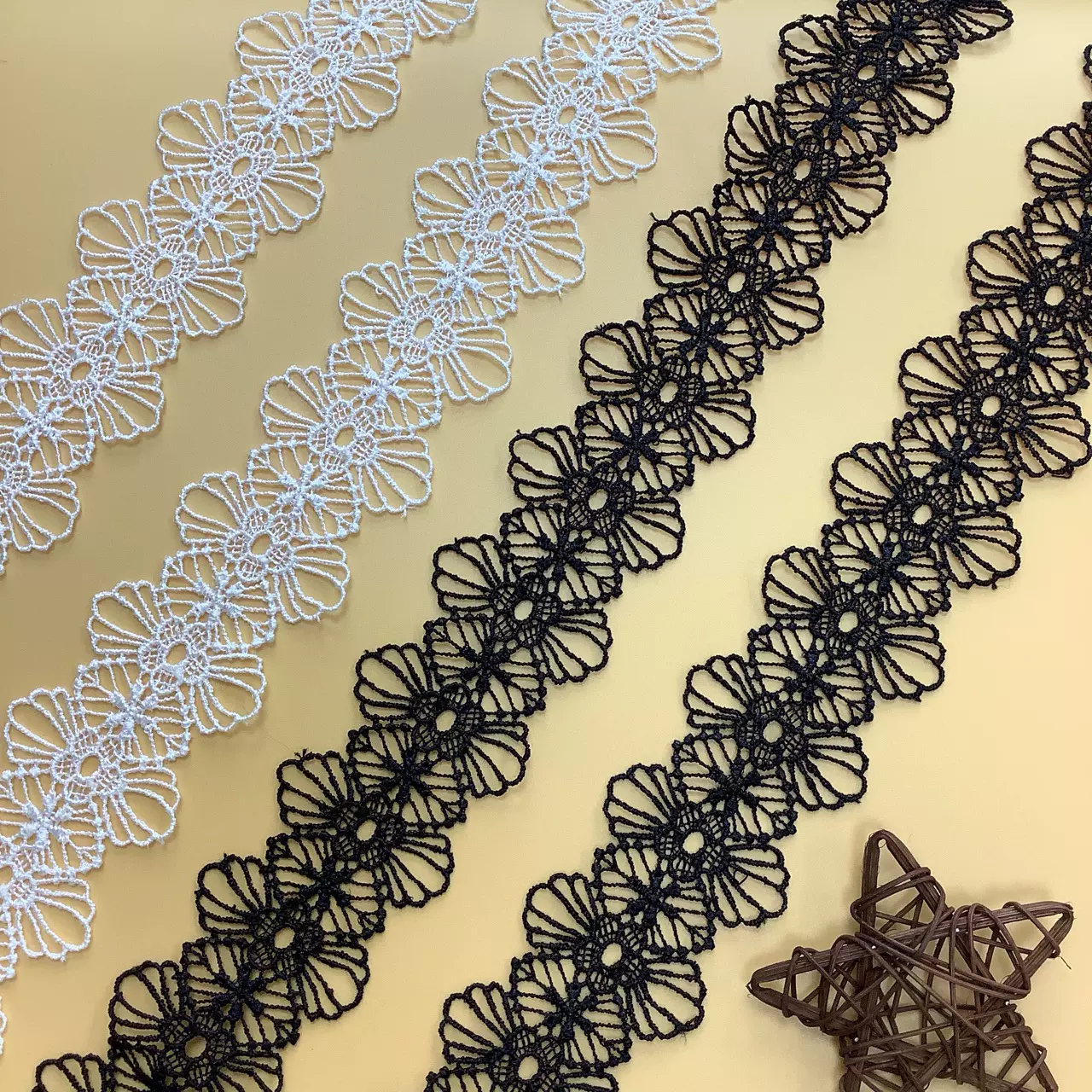 精致双边扇子花边水溶刺绣服装花边辅料布艺蕾丝项链洛丽塔配饰