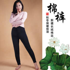 新疆长绒棉花棉裤女士保暖裤2025高腰修身薄中款宽腰弹力秋冬季