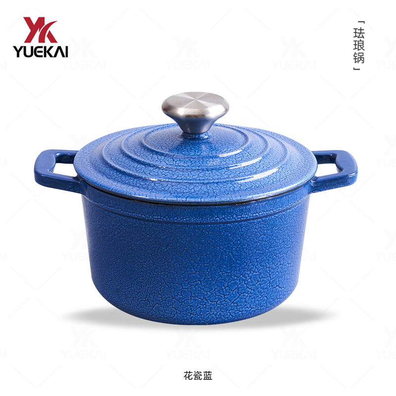 月凱エナメル鋳鉄鍋中国式蒸煮煮込み家庭用無粘スープ鍋卸売りcast iron pot|undefined