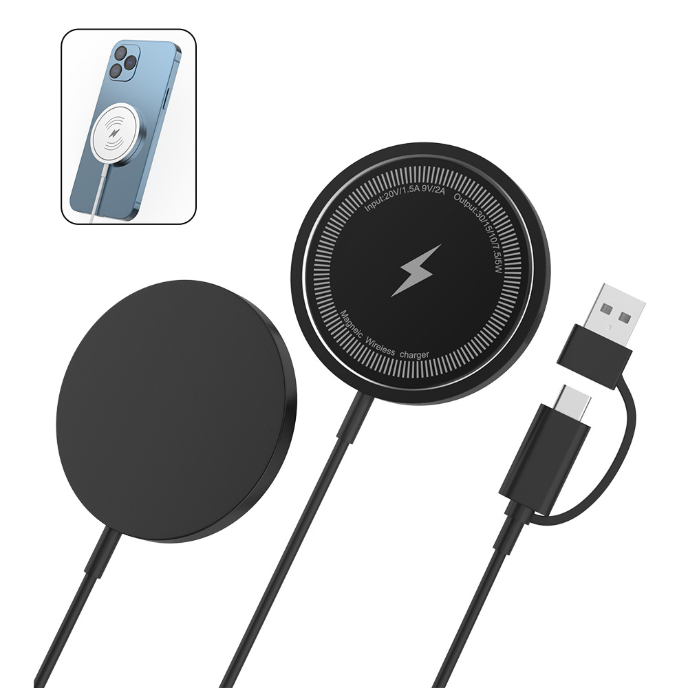 Adaptador typec para Apple magsafe acrílico pc teléfono móvil transparente carga rápida cargador inalámbrico magnético