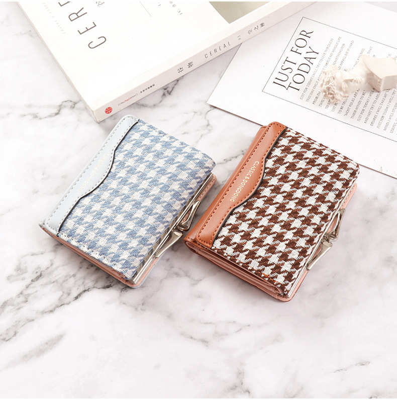 Women's Houndstooth Pu Leather Buckle Wallets display picture 9