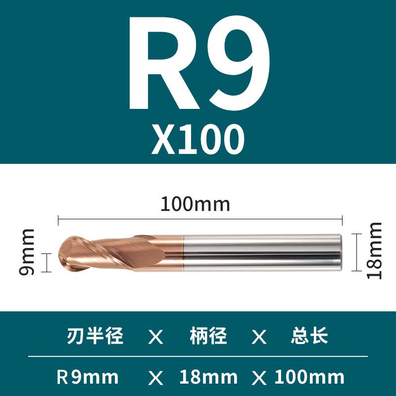 2 Hoja de 55 grados duro de la aleación de tungsteno de acero bola final fresa recta vástago R esférico Molino de extremo cnc herramienta Molino de extremo