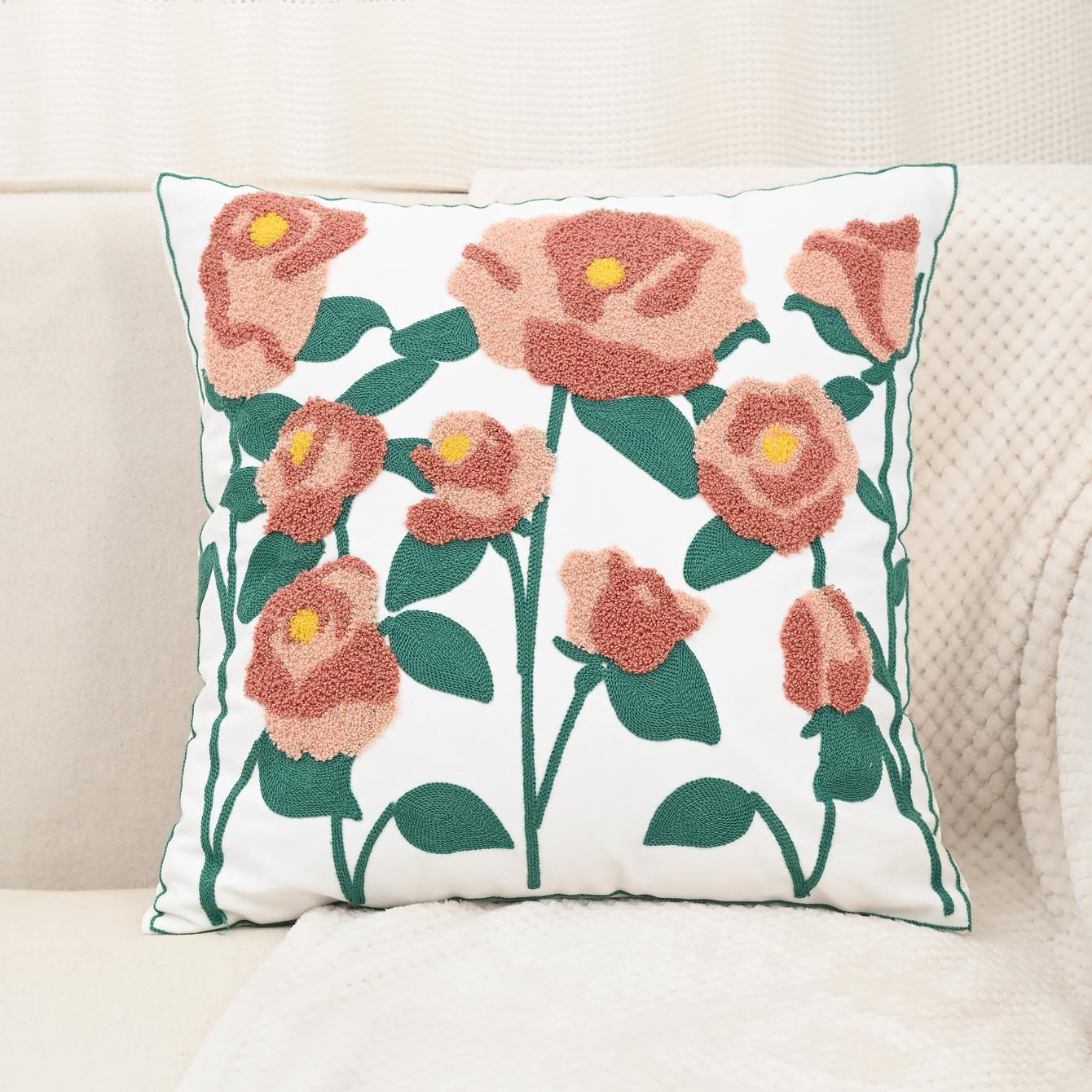 Nordic ins sala de estar toalla bordada sofá almohada cojín pequeño modelo fresco habitación almohada de respaldo de cabecera funda de almohada