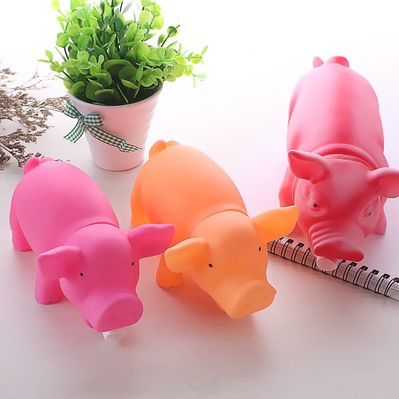 Juguete para mascotas cerdo mediano perro gritando juguete de alta calidad juguete de vinilo zumbido cerdo truco de ventilación cerdo resistente a mordeduras