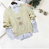 Japanese College Wind JK uniform V-neck tender sweater Easy bishop sleeve Socket Lazy Sweater customized