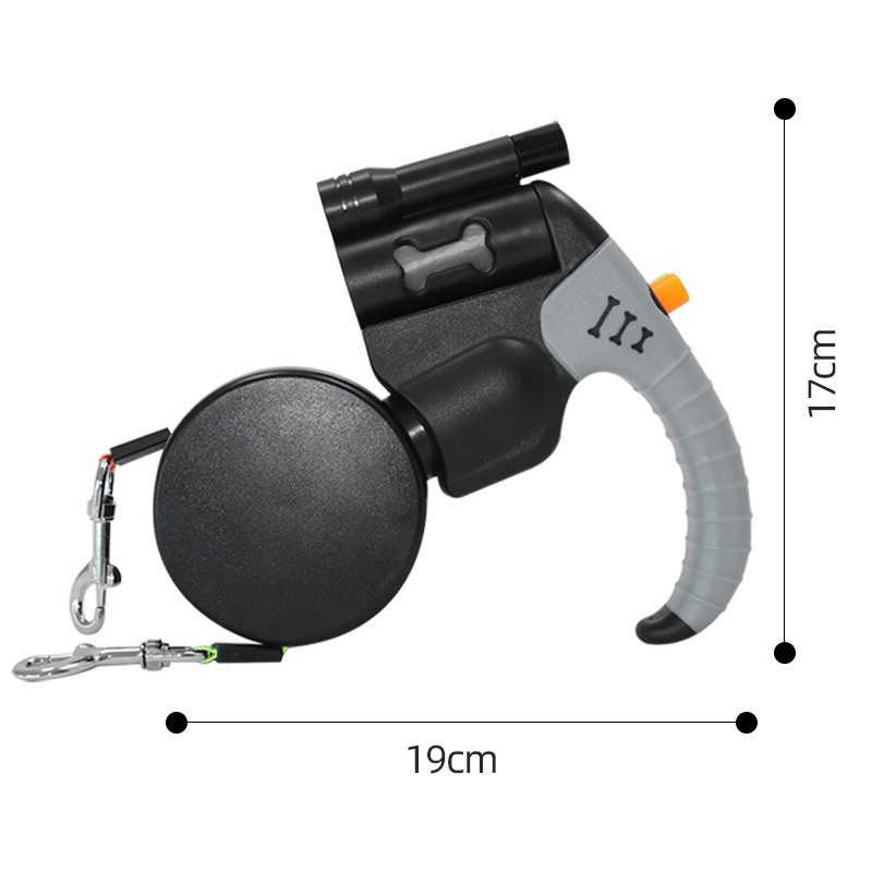 뼈 모양 양방향 리드줄 - 블랙