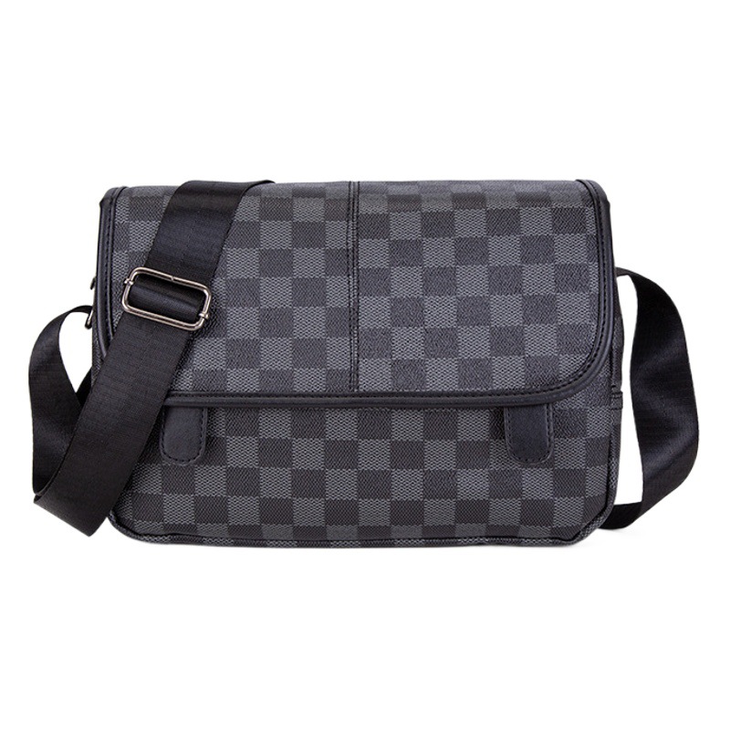 Men's crossbody bag multi-functional storage fashion casual plaid men's shoulder bag new large capacity messenger bag