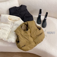 Lemily Children's Clothing Children's Vest Winter Thickening Men and Women's Small Children's Loose Korean Version Cotton Vest Baby Shoulder Coat Outer Wear Trendy 