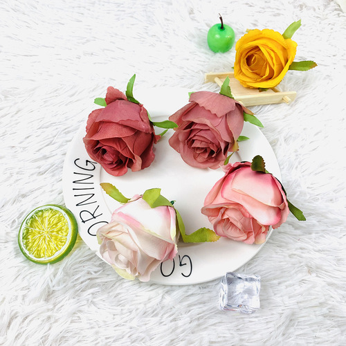 Simulated core-coated rose flowers 15-color oil painting rose head diy with flower wall background flower arrangement hand bouquet