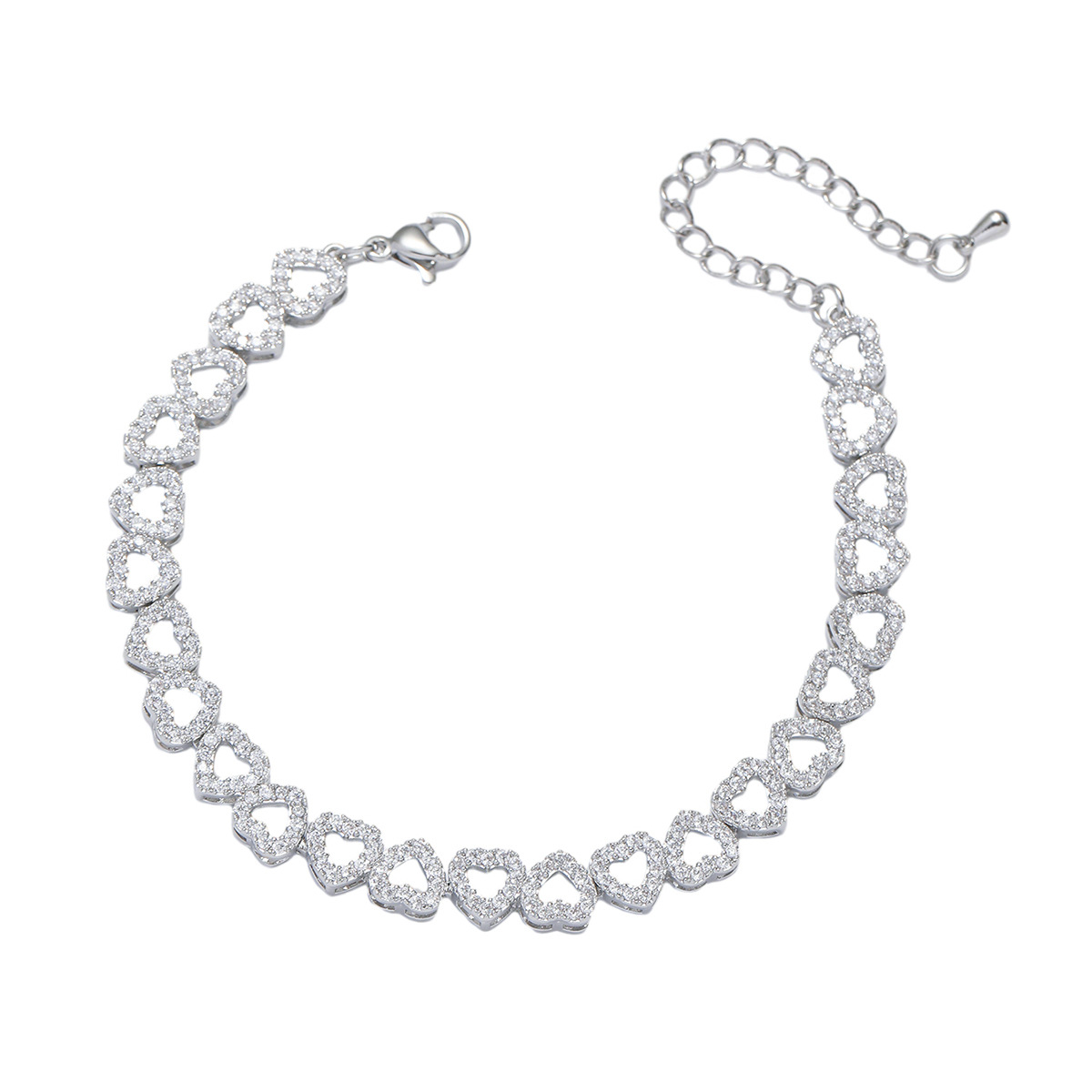 Girls High-grade Diamond Full Diamond Bracelet Simple Fashion Light Luxury Style Women's High-grade Super Flash Gift Love Adjustable