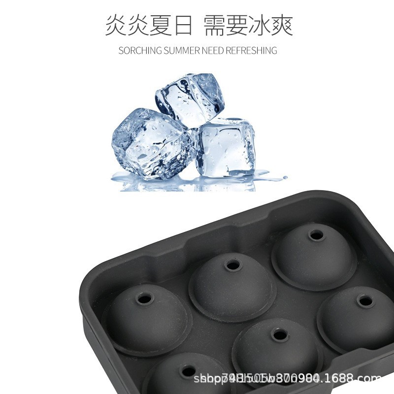 En stock 4 hoyos de 6 hoyos de silicona molde de hockey sobre hielo hogar bola grande molde de cubo de hielo whisky redondo caja de hielo congelado rápido