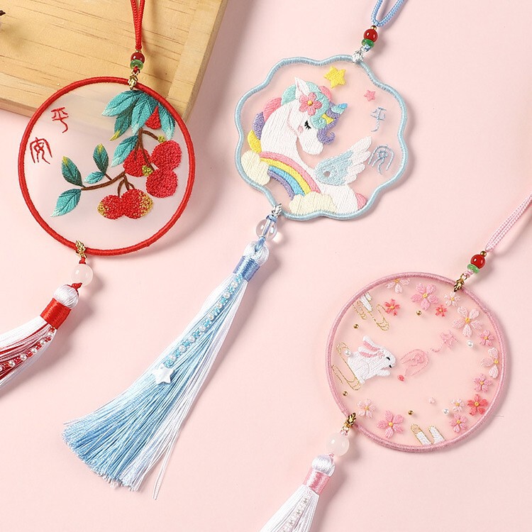 Ping An Fu handmade embroidery diy material bag embroidery Ping An Fu cross stitch small jewelry pendant boyfriend Su embroidery