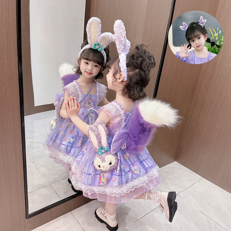 Children's summer small princess costume, short sleeve dress, girl's skirt, Lolita style, tutu skirt