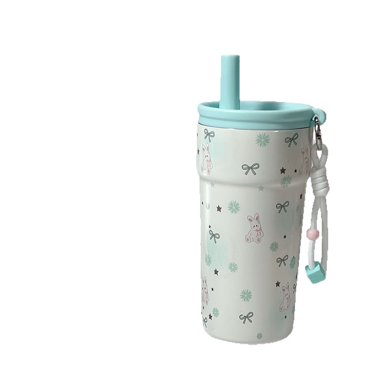 동물 패턴 스트랩 빨대 텀블러 500ml 스테인리스 보온보냉 컵
