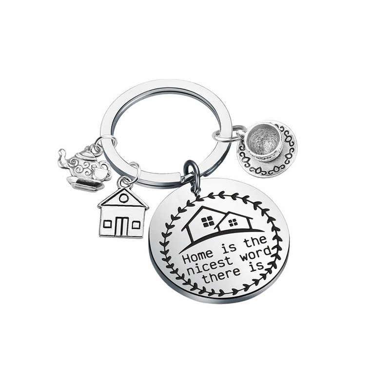 New Home Family Keychain with Engraved Metal Keychain for Housewarming New Home Family Keychain with Engraved Metal Keychain for Housewarming