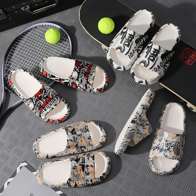 슬리퍼 남성용 트렌디 인 스트리트 패션 트렌드 홈 실내 및 실외 착용 미끄럼 방지 두꺼운 바닥 방한웨어 샌들