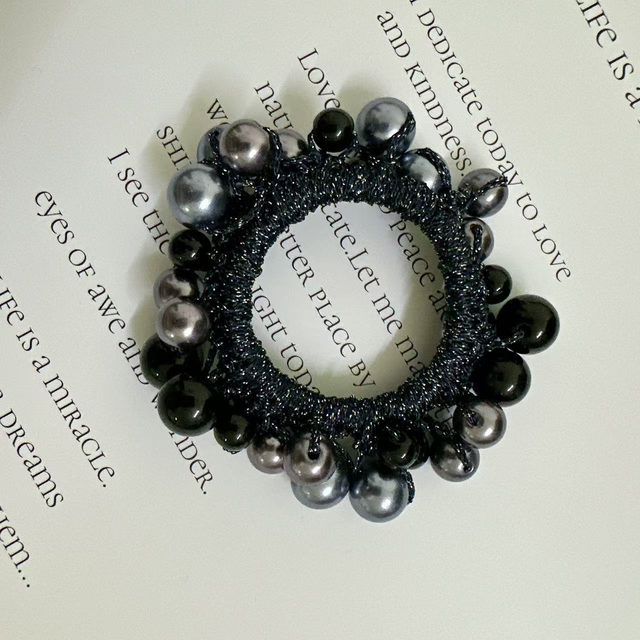 Pearl Hair Tie High Elastic Band Elegant Handmade Headband_voghion.com