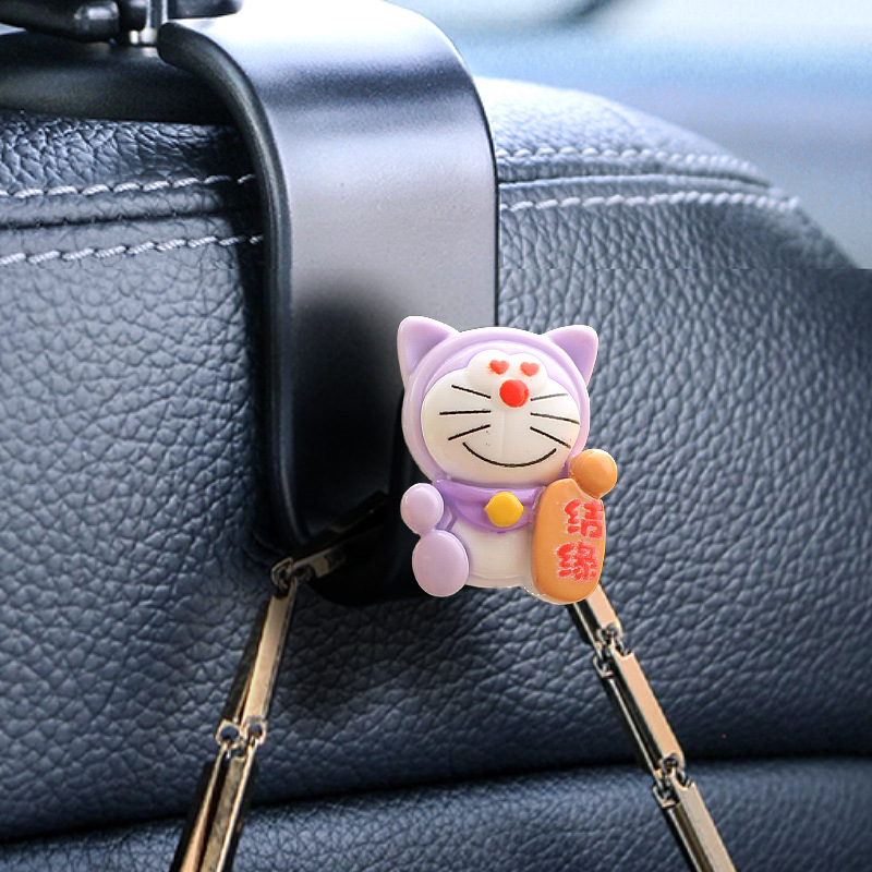 Gancho de coche de dibujos animados jingle cat coche respaldo de silla multifunción gancho de almacenamiento decoración creativa gancho de coche bricolaje