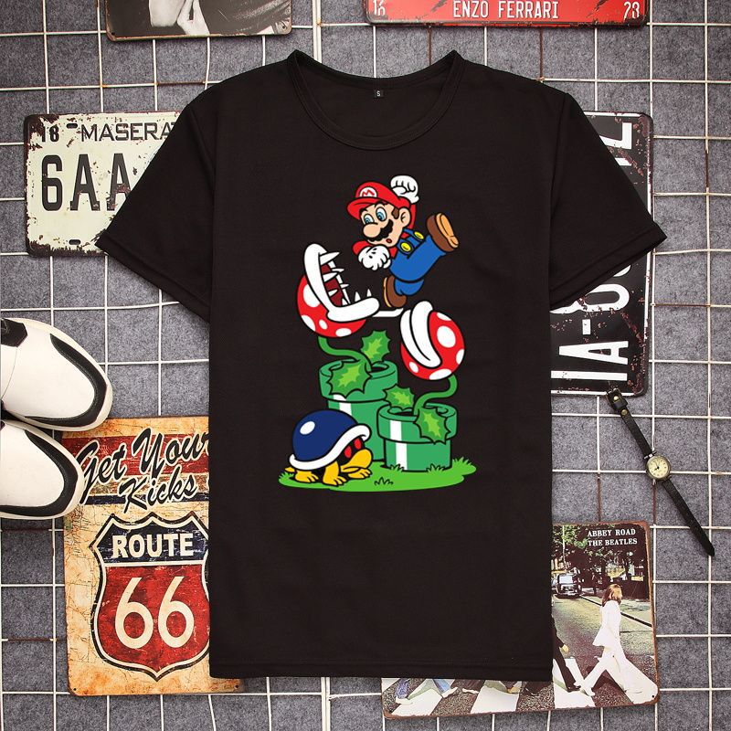Game Peripheral Joint Switch Mary Mario Bros Short Sleeve T-Shirt Men's and Women's Fashion Brand Half Sleeve Top