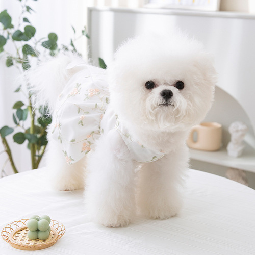 New spring and summer puppy three-dimensional bow dress cat princess style skirt thin pet dog clothes
