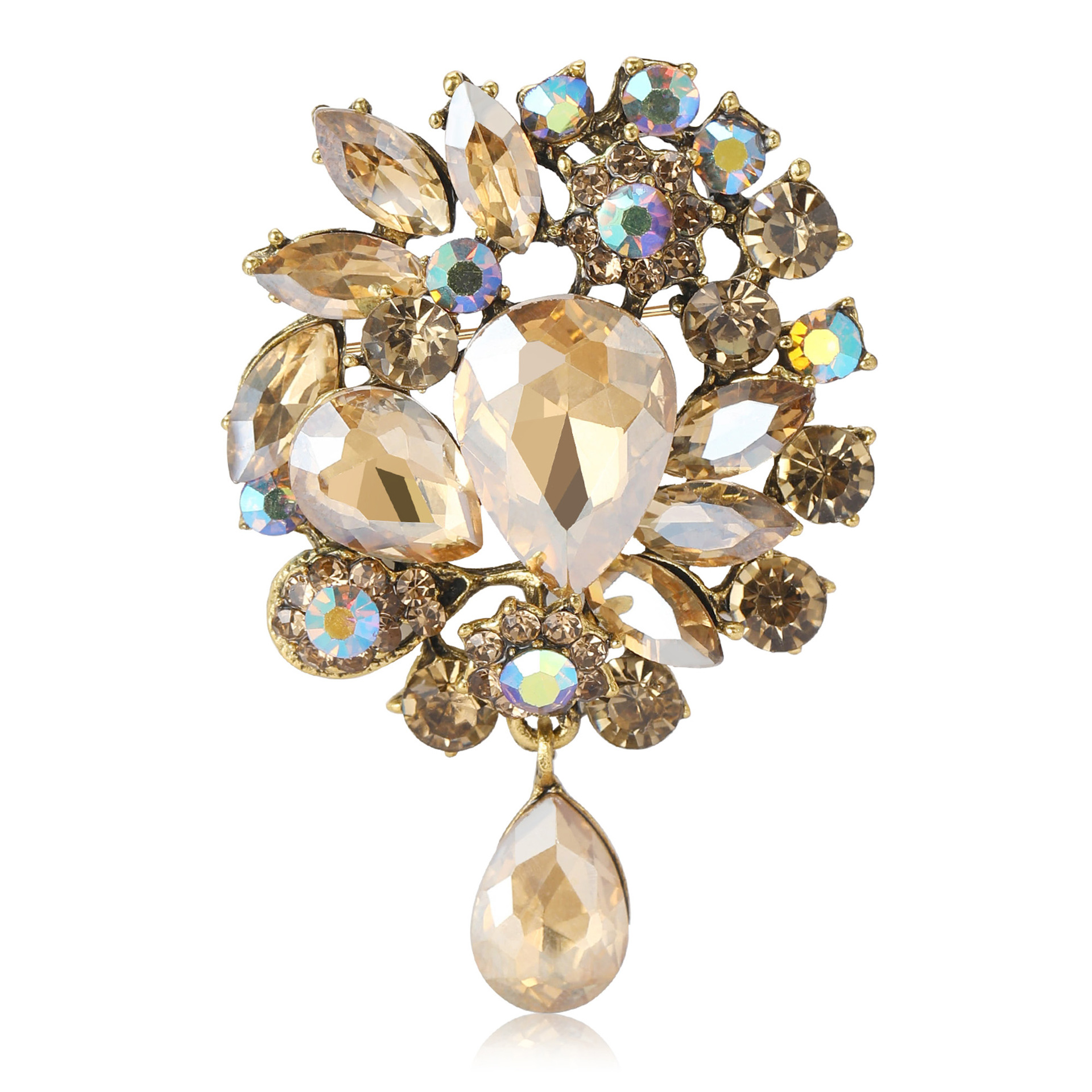 Korean Style Fashion Creative Alloy Rhinestone Pendant Brooch Elegant Ladies Dress Corsage Jewelry Pin