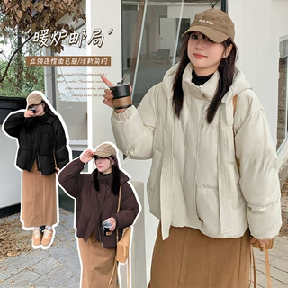 A0090轩辰大码女装胖MM冬季韩版短款连帽宽松 加厚面包服外套-BFD