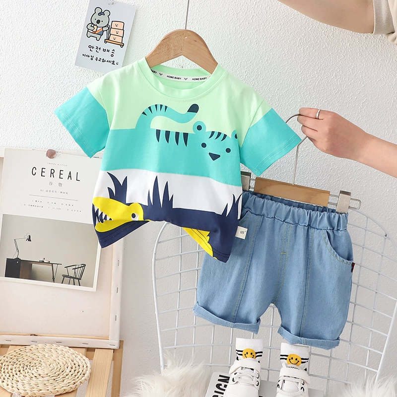 Children's sleeves, set, summer summer clothing for boys, short sleeve T-shirt, shorts, children's clothing, Korean style, wholesale