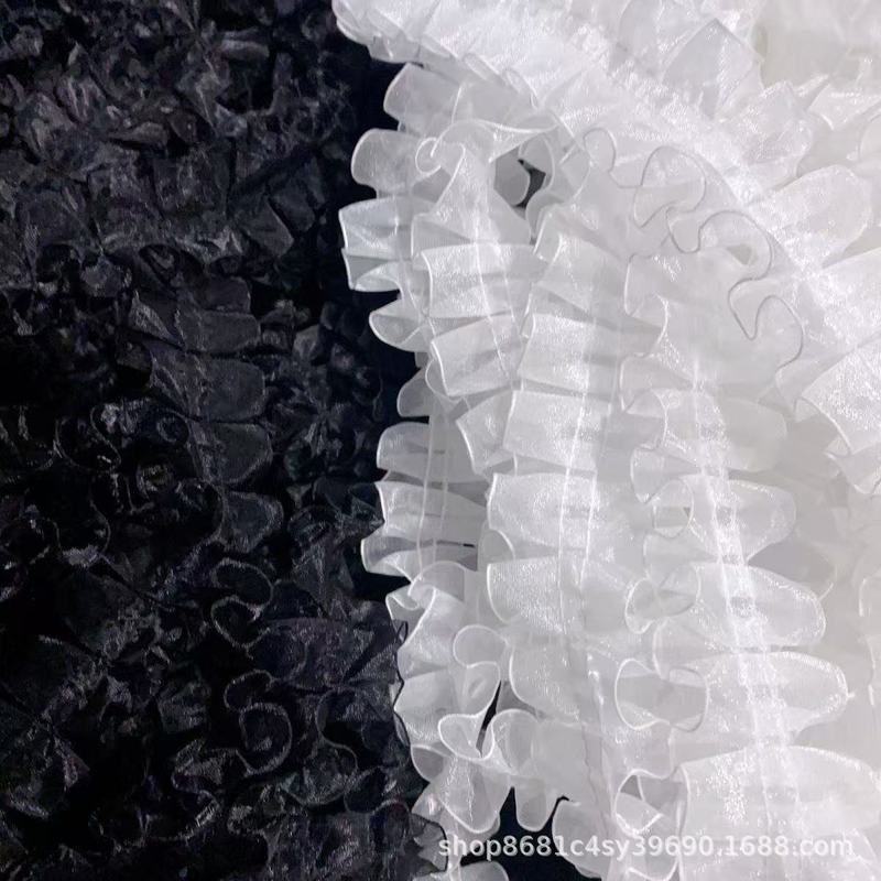 黒と白の 4cm ワイドレース雪ガーゼプリーツベビー服袖口スカート服ロリータヘアアクセサリーレースアクセサリー|undefined
