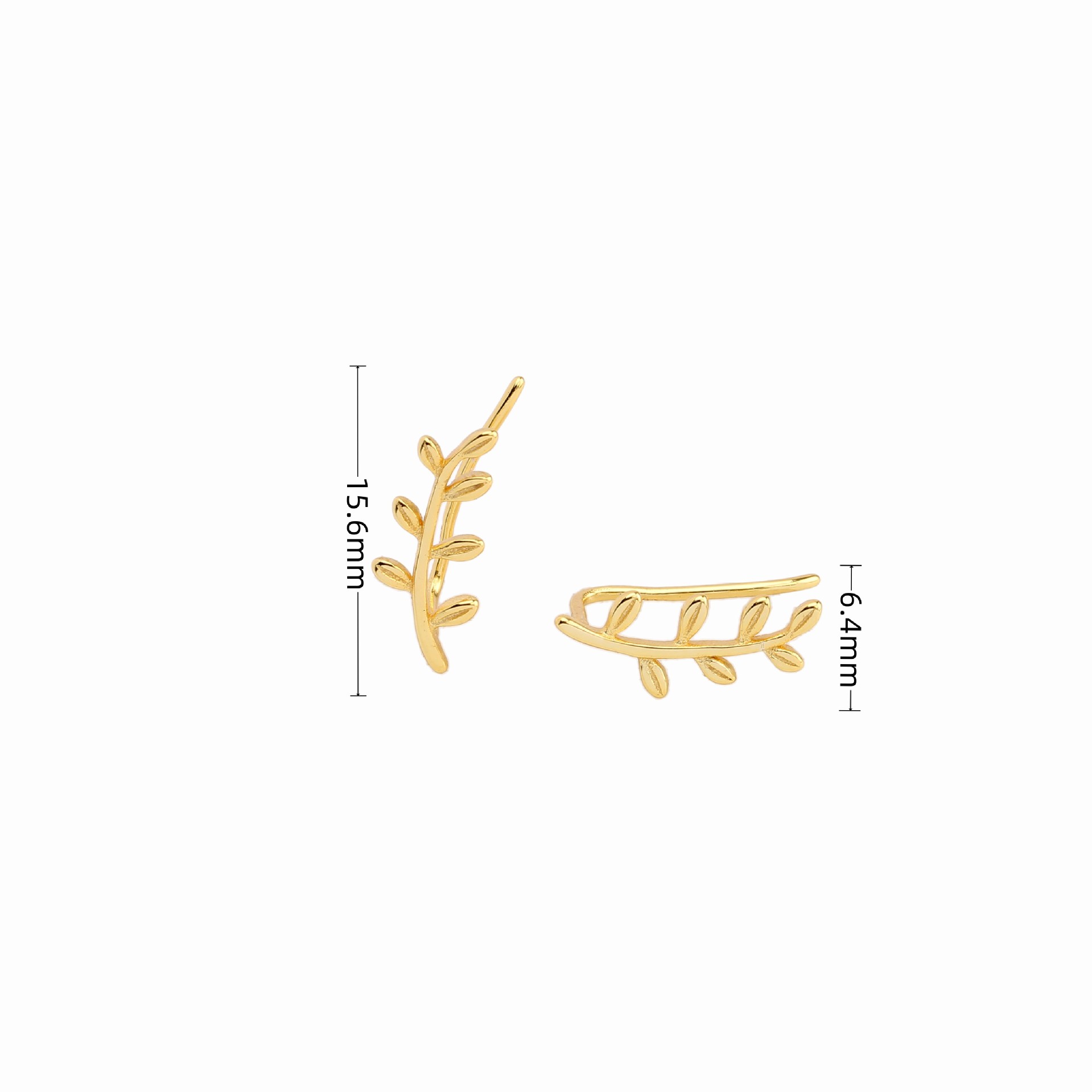 1 Pair Simple Style Leaf Sterling Silver Plating White Gold Plated Gold Plated Ear Clips display picture 1