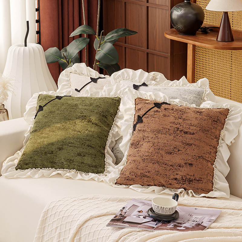 French-Style Small Fragrance Pillow Cushion Lumbar Pillow Living Room Soft Plush Cushion Cover Without Insert Bedside Pillow