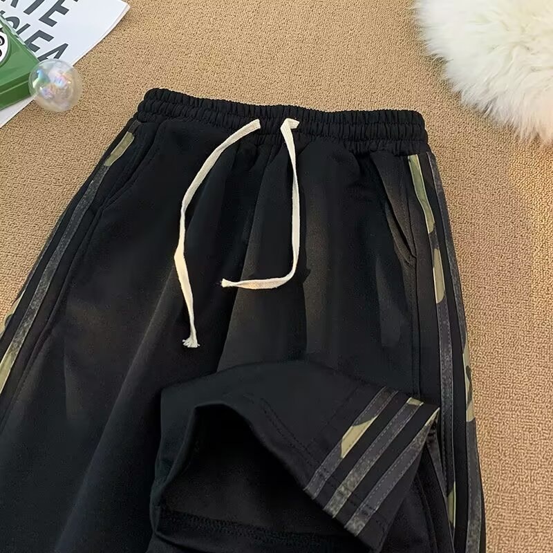Ins americano rayado pantalones de piernas largas de color para hombres colgantes pantalones de deporte rectos sueltos pantalones casuales de calle alta
