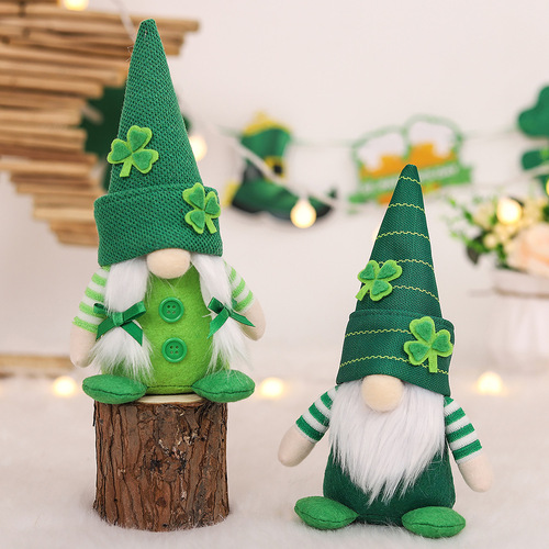 Irish National Day Clover Couple Doll Faceless Old Man Dwarf Doll Festival Decoration Props