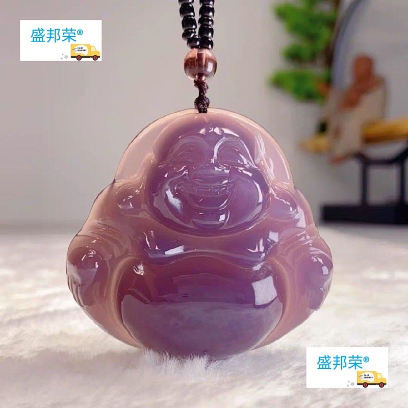 【初回直販】インペリアルパープル バイオレットビッグ仏陀 カルセドニーペンダント 瑪瑙ネックレス 立体厚手 大腹仏陀|undefined