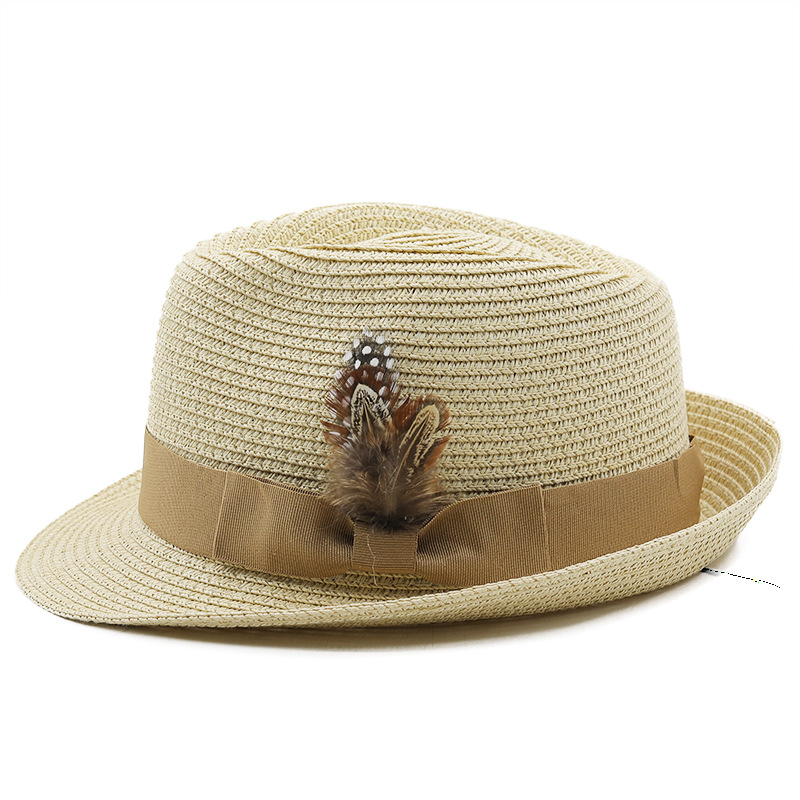 Kid's Beach Feather Sewing Crimping Straw Hat display picture 3