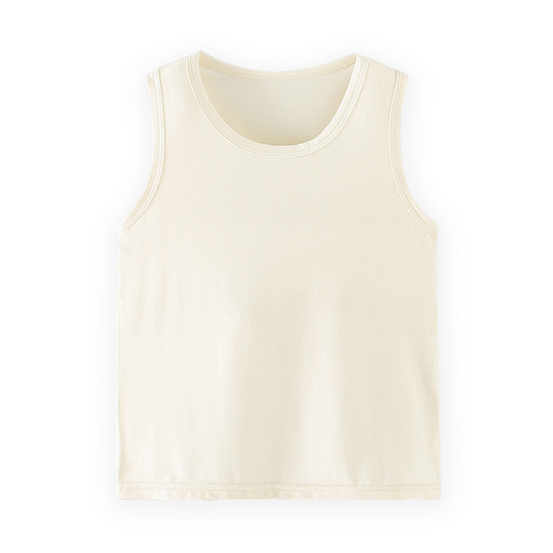 Chaleco modal para niños color sólido cuello redondo chaleco elástico transpirable absorción de humedad niños y niñas chaleco en forma de I verano para niños
