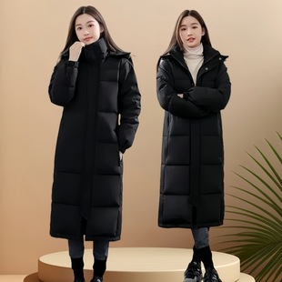 Popular down Cotton Jacket for Theater Arts Exams, Unisex, Over-The-Knee Long Style, 2025 New Thick Cotton Coat