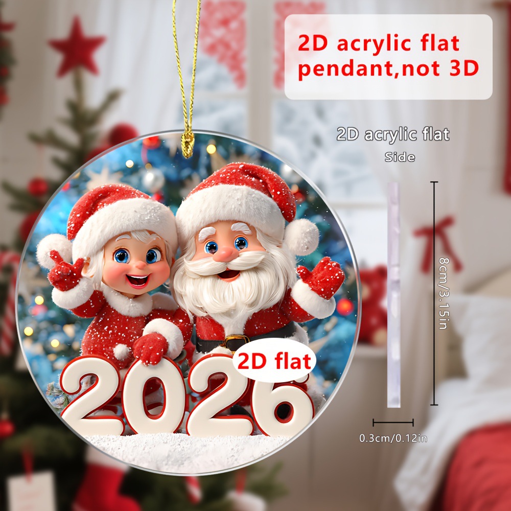 Santa Claus de Navidad bienvenido 2026 plano acrílico mochila para automóviles colgante accesorios de decoración