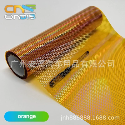 Car headlight protective film: Laser Honeycomb Tail Light Fog - orange-03-8m