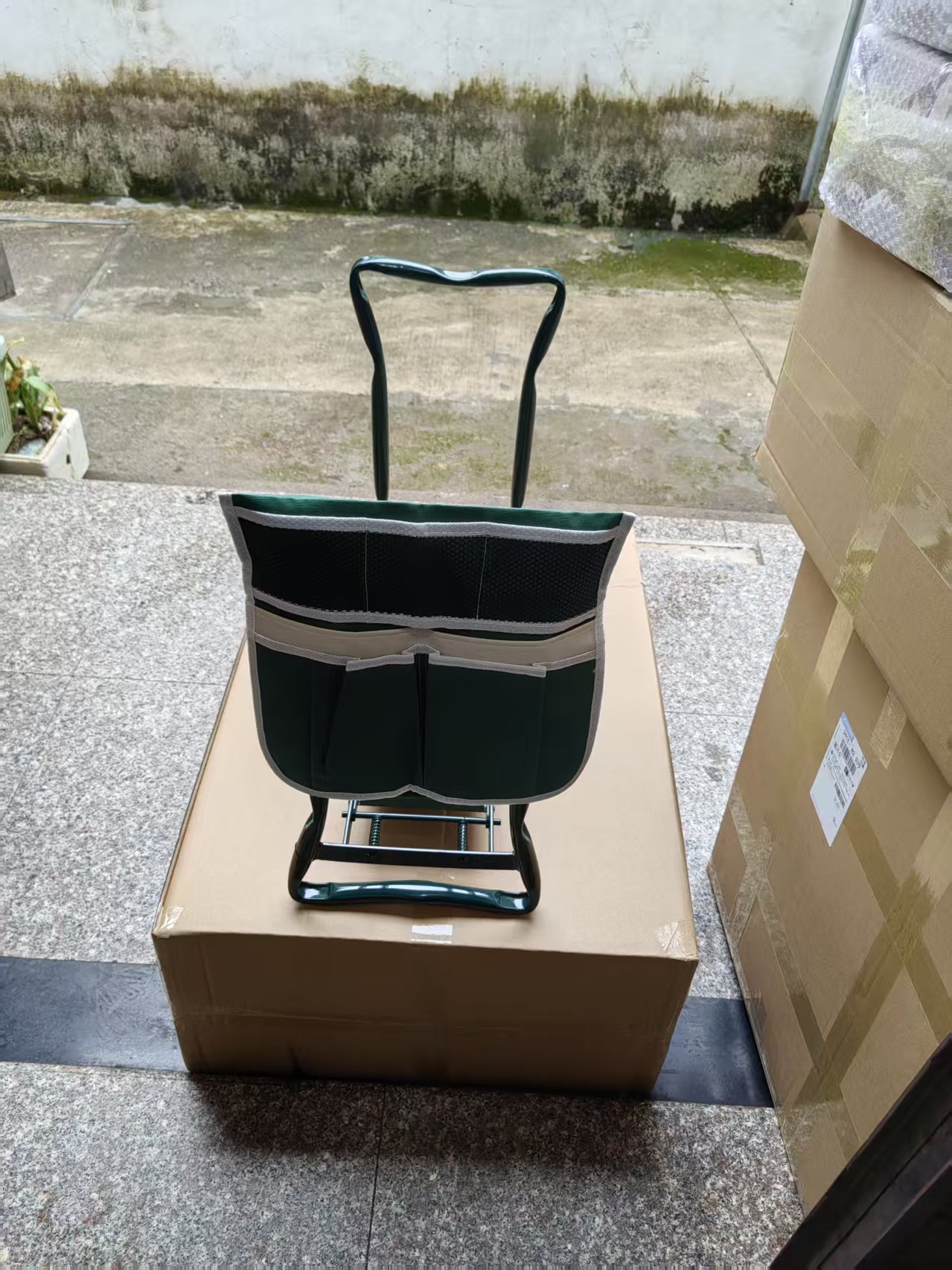Banco Plegable para Jardinería con Bolsa de Herramientas, Multiuso, para Jardín al Aire Libre