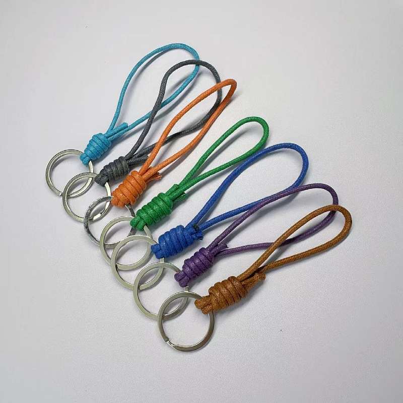 Keychain Hand-Woven Wax Rope Couple Simple Wristband Pendant Car Key Rope Creative Gift Couple Gift