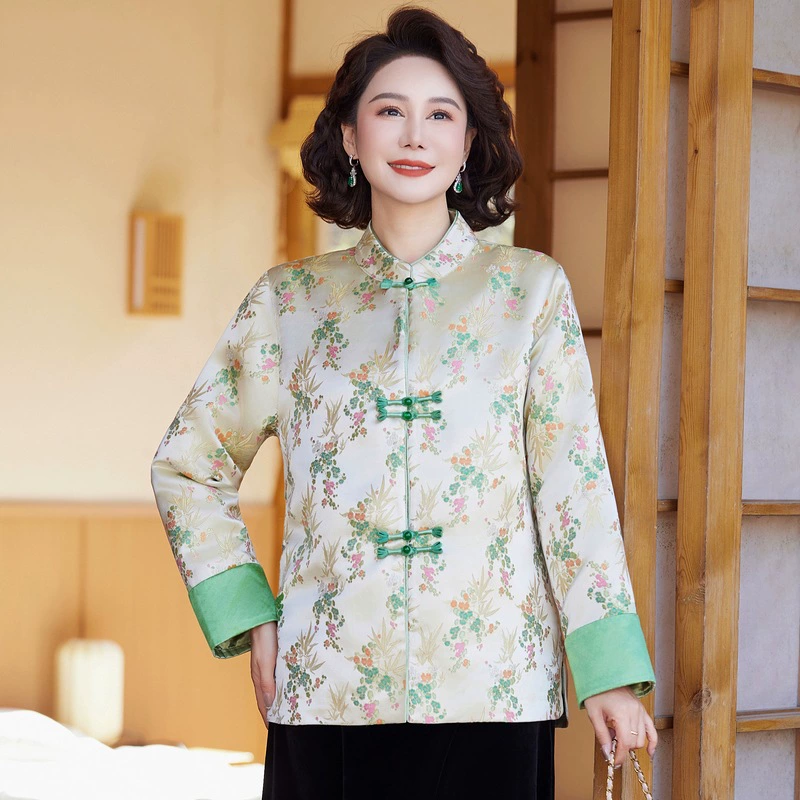 Новое пальто в китайском стиле женский парчовый жаккард национальный топ ретро национальный прилив кардиган весна новая пуговица рубашка большой размер