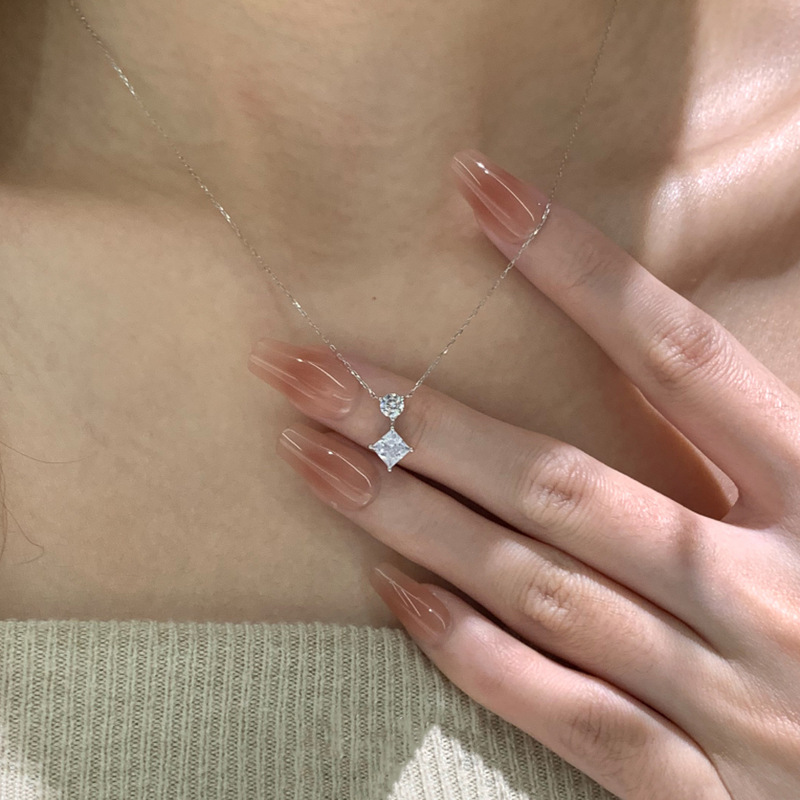 Square Zircon Four-Pointed Star Necklace for Women 2026 New Style Light Luxury Exquisite Niche Design Clavicle Chain Jewelry Customization Square Zircon Four-Pointed Star Necklace for Women 2026 New Style Light Luxury Exquisite Niche Design Clavicle Chain Jewelry Customization