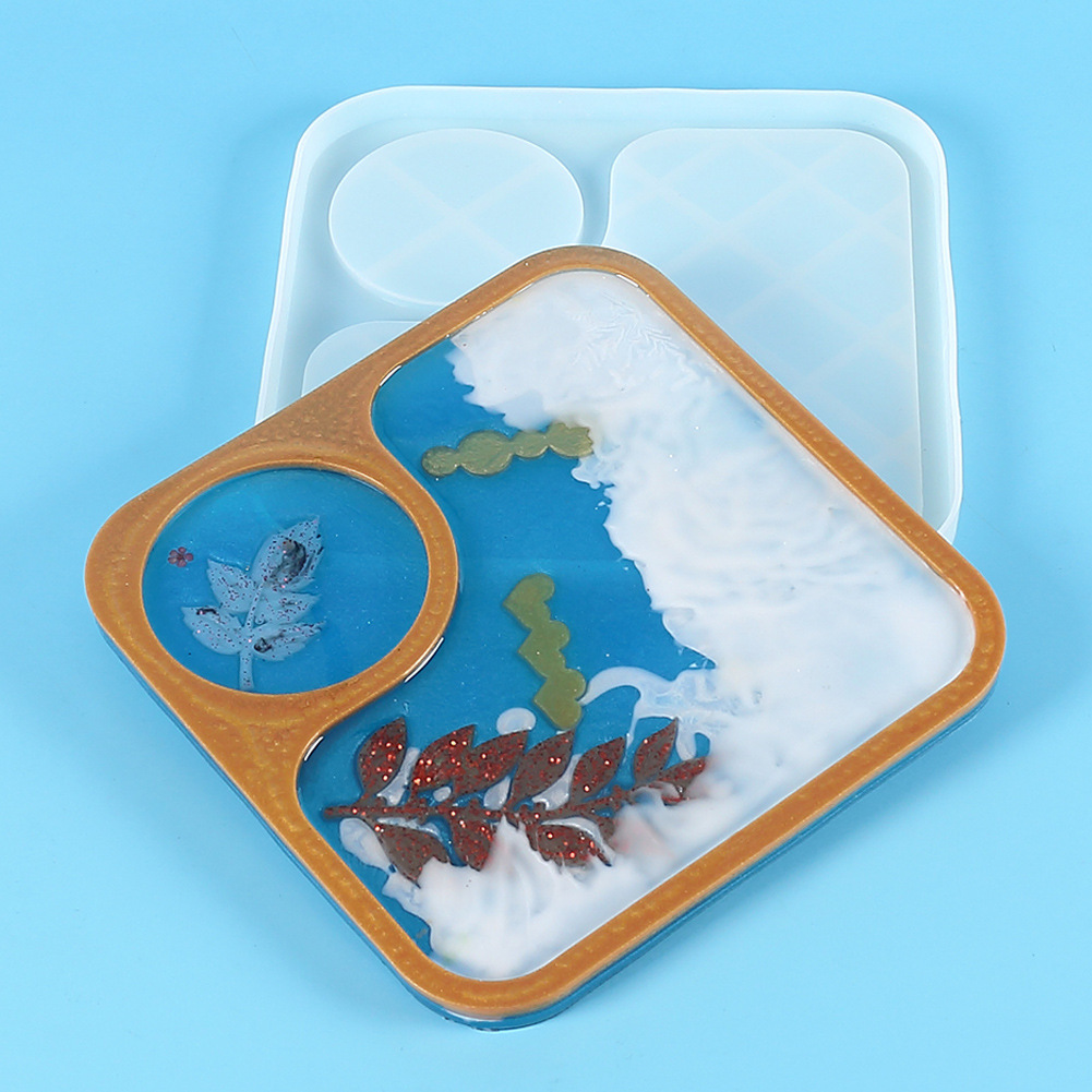 DIY水晶滴胶树脂模具下午茶马克杯杯子早餐托盘餐盘镜面硅胶模具