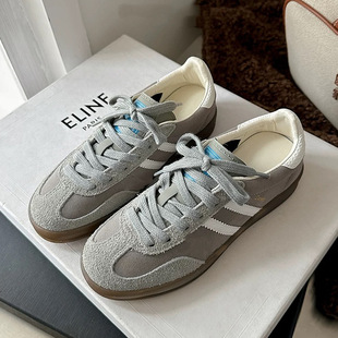 Genuine Leather Vintage German Training Shoes Women's 2025 Spring and Autumn New Flat All-match Sports Casual Low-top Sneakers Forrest Gump Women's Shoes