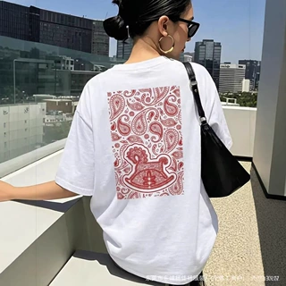 100%纯棉短袖t恤夏季美式个性流行小众国潮牌印花宽松遮肉上衣女